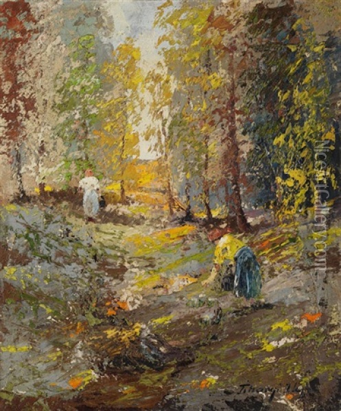 Waldarbeiterinnen Oil Painting - Lajos (Ludwig) Tihanyi