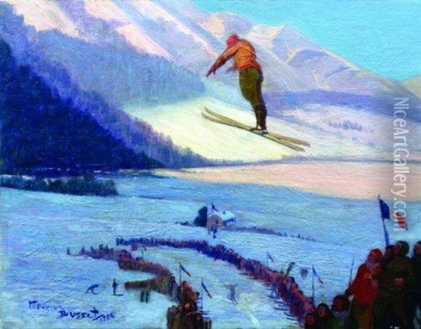Chamonix Pendant Les Jo De 1924 Oil Painting - Maurice Busset