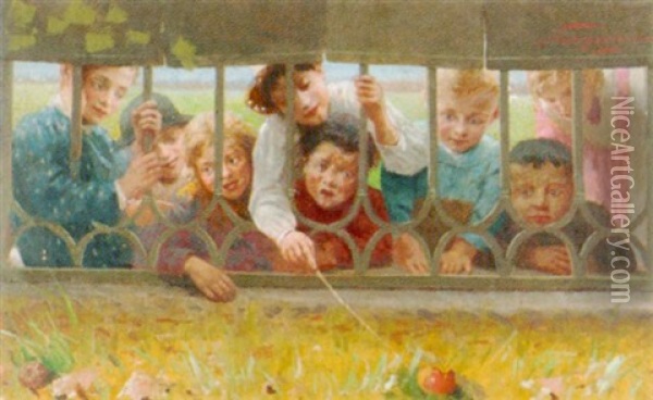 Kinder Angeln Nach Einem Apfel Oil Painting - Pio Sanquirico