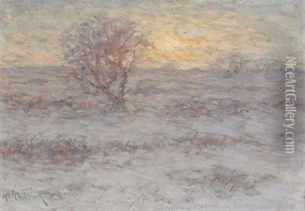 Olandskt Vinterlanskap I Aftonrodnad Oil Painting - Per Ekstroem