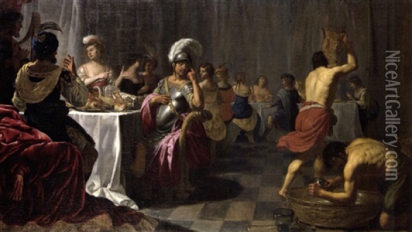 Ulysse Au Banquet D'alcinoos Oil Painting - Jan Van Bijlert