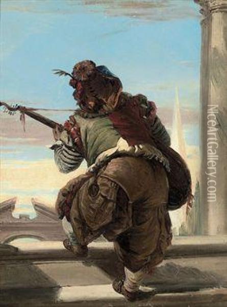 A Musician Oil Painting - Giovanni Battista Tiepolo