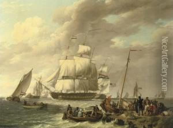 Een Hollands, Amerikaans, Engels Oil Painting - Johannes Hermanus Koekkoek