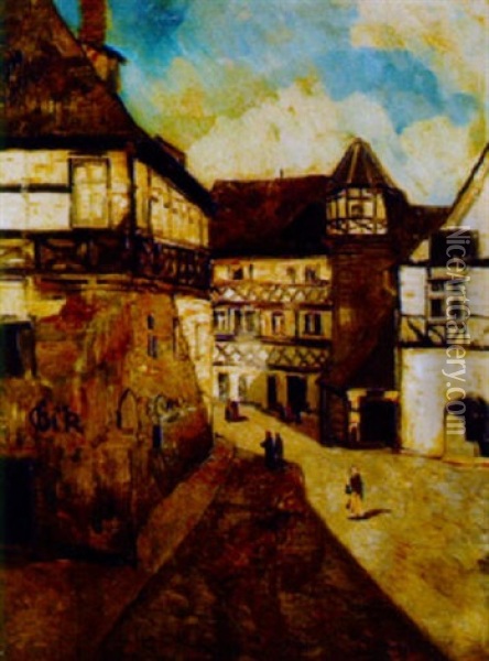 Blick In Eine Gasse Oil Painting - Hans Ruzicka-Lautenschlaeger