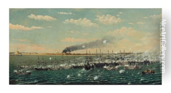 Bombardment Of Fort Fisher Oil Painting - Thomas F. Laycock
