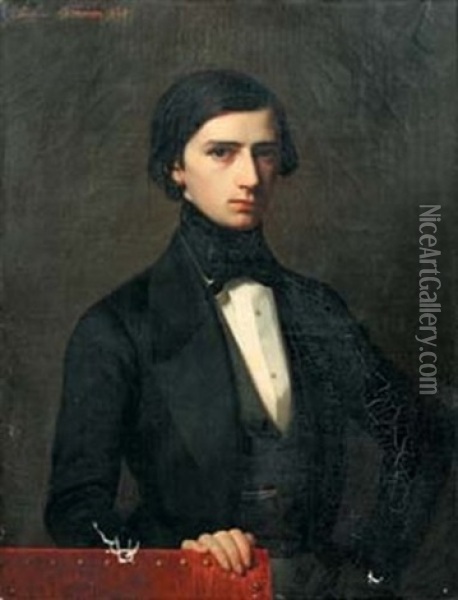 Portrait En Buste De Jeune Homme Oil Painting - Charles Gomien