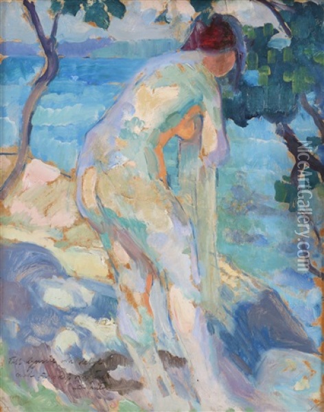Badende Kvinne Oil Painting - Santeri Salokivi