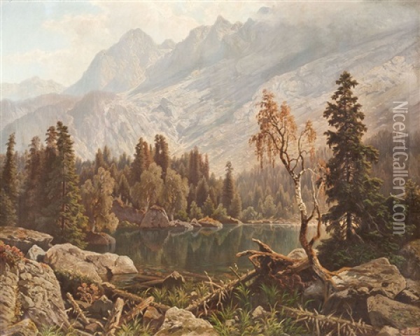 Gebirgssee Oil Painting - Theodor (Wilhelm T.) Nocken