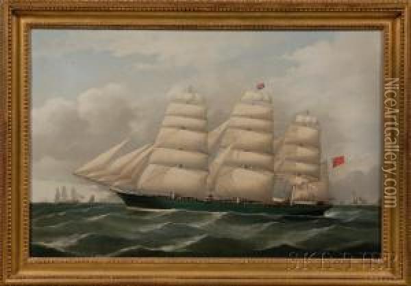 Portrait Of The British Clipper Ship Oil Painting - Frederick Tudgay