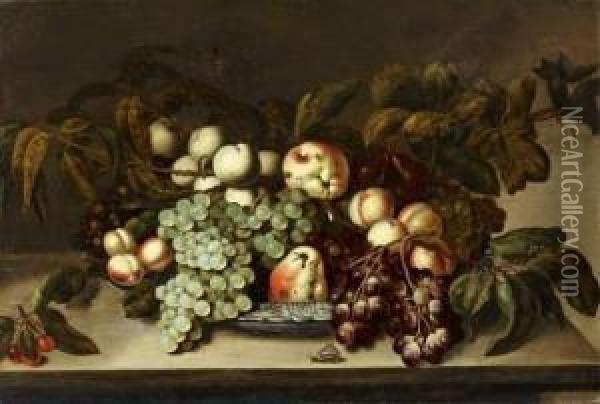 Nature Morte Aux Fruits Dans Une Coupe De Porcelaine Oil Painting - Bartholomeus Assteyn