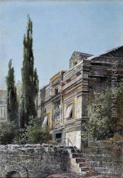 Pejzaz Wloski Z Cyprysami Oil Painting - Stanislaus von Chlebowski