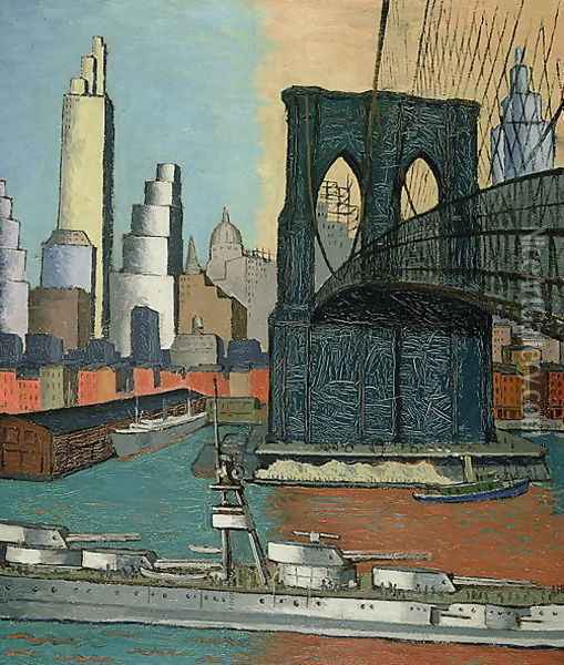 Bridge Tower, 1929 Oil Painting - Glenn O Coleman
