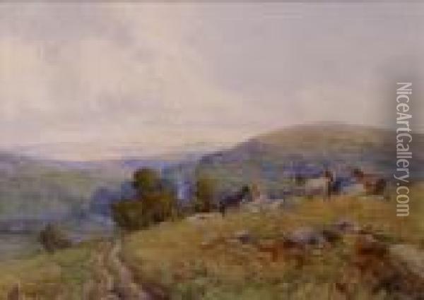 Ponies Ondartmoor Oil Painting - Mary S. Hagarty