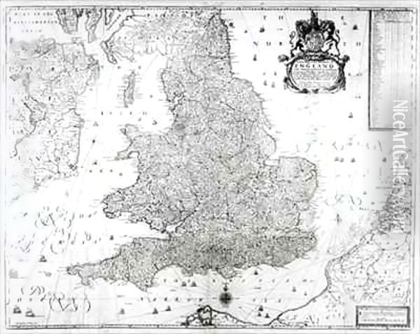 A New Map of the Kingdom of England and the Principalitie of Wales Oil Painting - William Berry