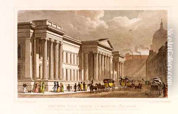 The New Post Office, St. Martins le Grand, engraved by William Tombleson born c.1795, published by Jones & Co., 30th August, 1828 Oil Painting - Thomas Hosmer Shepherd