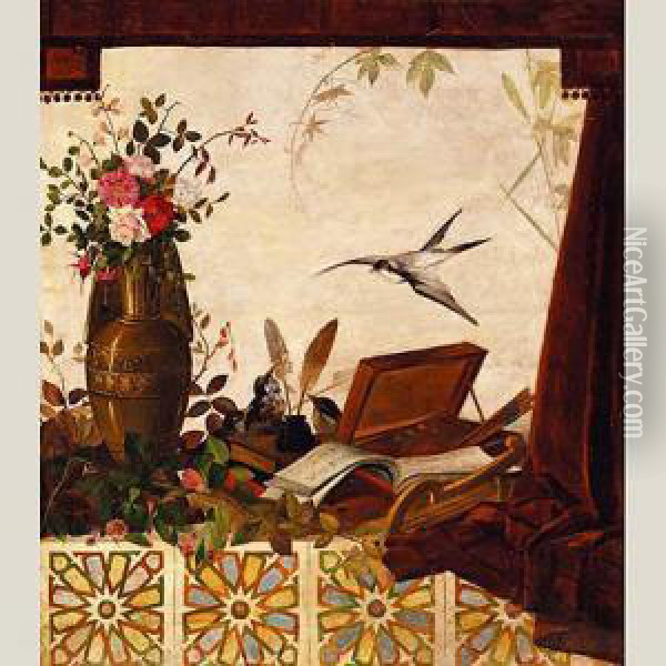 Flores Y Pajaros En El Alfeizar Oil Painting - Horacio Lengo Martinez