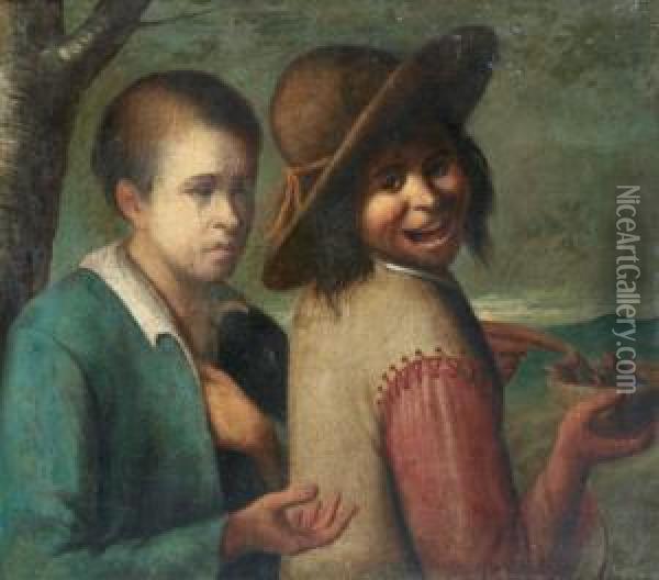 Zwei Knaben Mit Einem Vogelnest Oil Painting - Giacomo Ceruti (Il Pitocchetto)