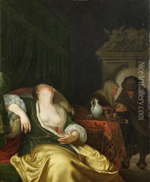 A Sleeping Courtesan Oil Painting - Frans van Mieris the Elder