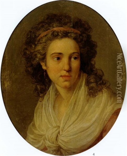 Portrait De Femme Oil Painting - Henri-Pierre Danloux