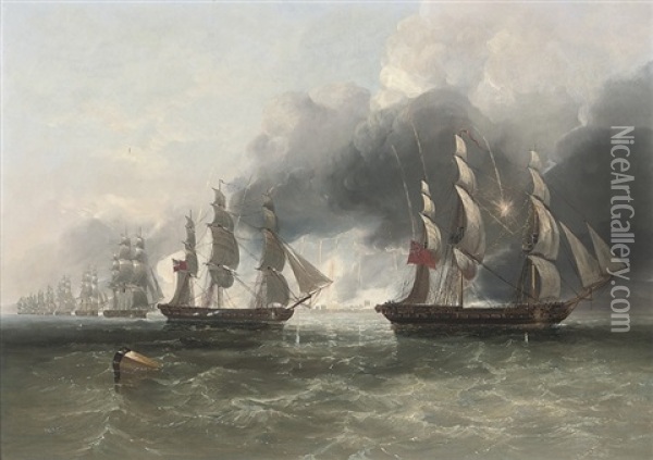 The Forcing Of The Scheldt, August 11, 1809 Oil Painting - John Wilson Carmichael
