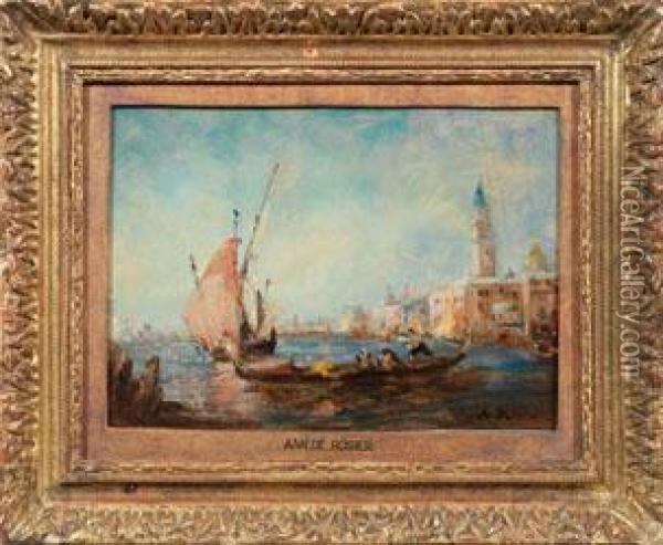 Ansicht Von Venedig Mit Blick Auf Den Belebten Canale Grande Oil Painting - Amedee Rosier