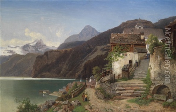 Motiv Vom Hallstatter See Oil Painting - Johann Gottfried Pulian