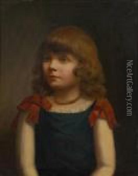 Portrait De Jeune Fille Aucollier De Perles Oil Painting - Jean-Francois Portaels