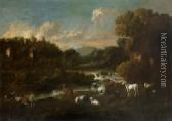 Flusslandschaft Oil Painting - Gaetano De Rosa