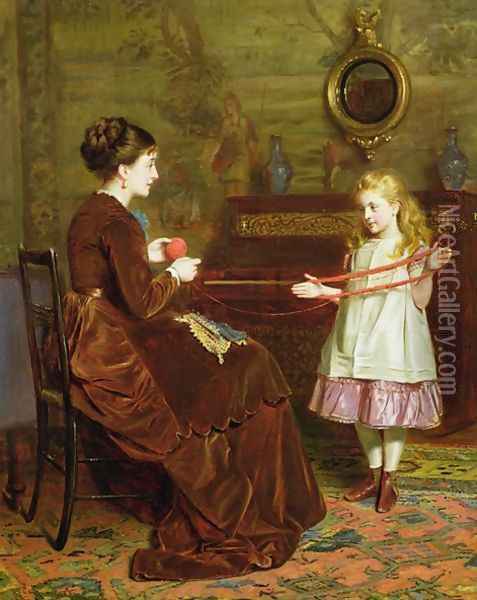 Mothers Little Helper Oil Painting - George Goodwin Kilburne