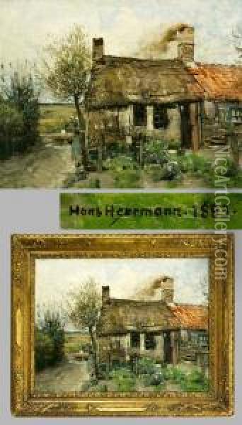 Bauernhaus In Sommerlandschaft Oil Painting - Hans Herrmann