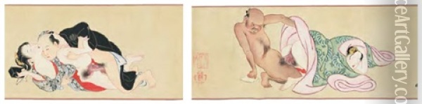 Shunga Emaki Oil Painting - Shitomi Kangetsu