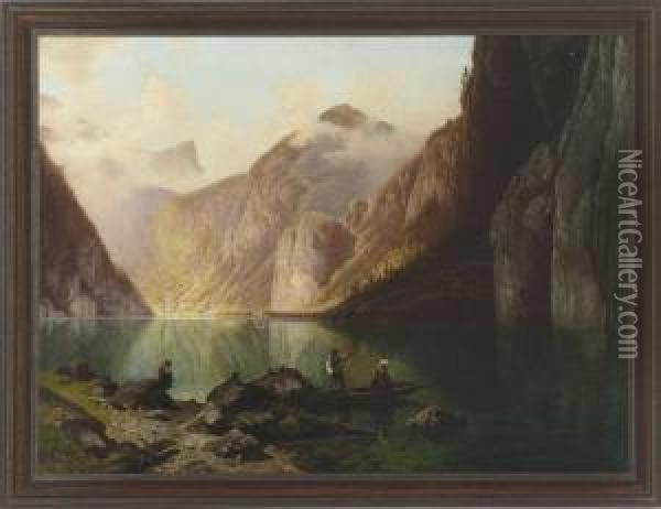 Am Konigssee. Oil Painting - Wilhelm Theodor Nocken