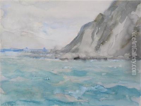 Shakespeare's Cliff; Rocky Coastline Oil Painting - Charles Edward Holloway