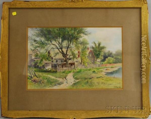 New England Farmhouse Oil Painting - Frederick Dickinson Williams