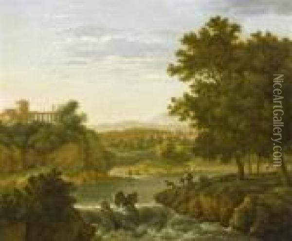 Landscape With A View Of Tivoli Oil Painting - Karel Dujardin