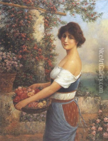 The Rose Girl Oil Painting - Arthur Trevor Haddon