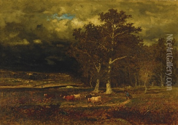 The Approaching Storm Oil Painting - George Inness