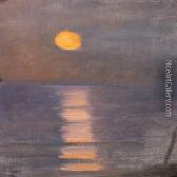 A Moonlit Skagenbeach Oil Painting - Anna Ancher