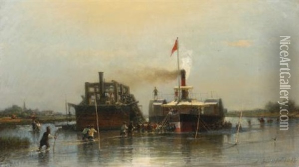 Steamship On The Don Oil Painting - Aleksei Petrovich Bogolyubov