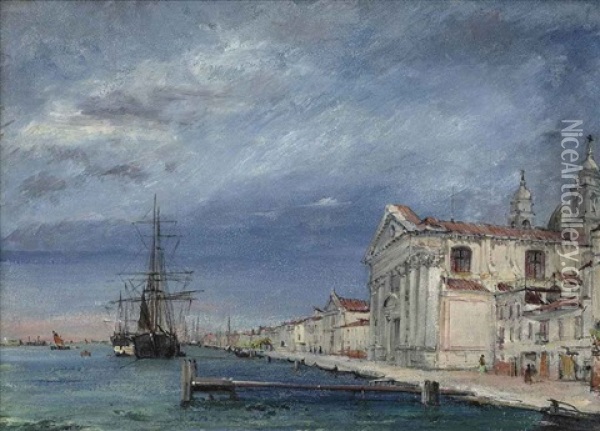 View Of The Chiesa Dei Gesuati, The Zattere, Venice Oil Painting - William White Warren