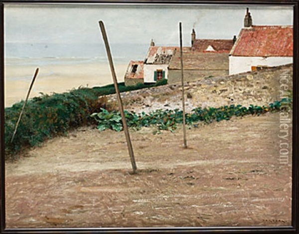 Fiskeby, Bretagne Oil Painting - August Vilhelm Nikolaus Hagborg