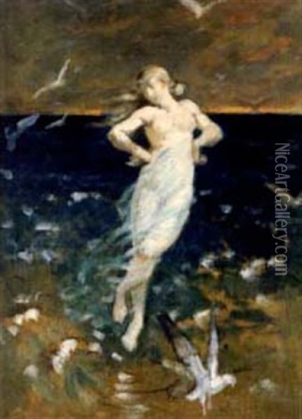 La Vague (study) Oil Painting - Edouard John E. Ravel