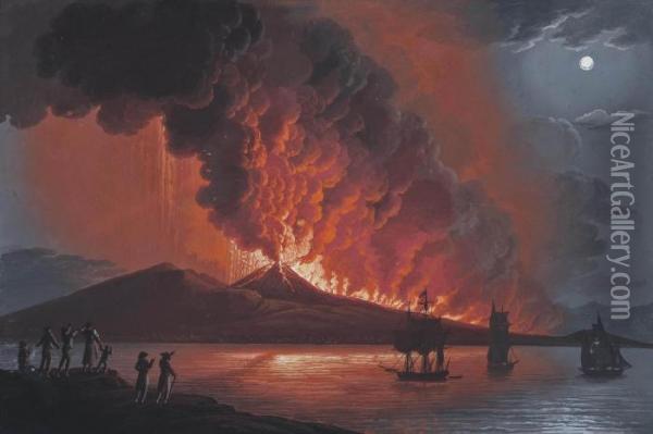 The 1759 Eruption Of Vesuvius Oil Painting - Camillo da Vito