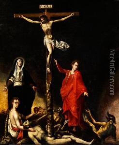 Allegorische Kreuzszenerie Oil Painting - Frans I Vriendt (Frans Floris)