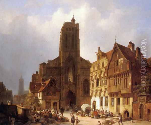The market square in Brunswick Oil Painting - Ambrose Vermerrsch
