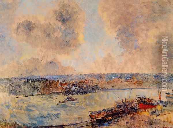The Seine near Paris Oil Painting - Albert Lebourg