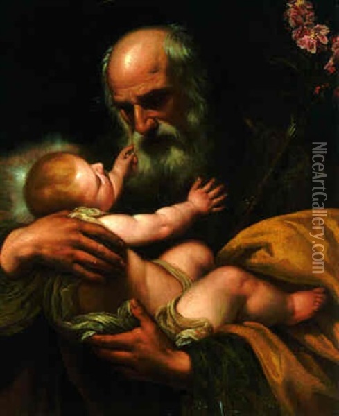 St. Joseph And The Christ Child Oil Painting - Mattia Preti