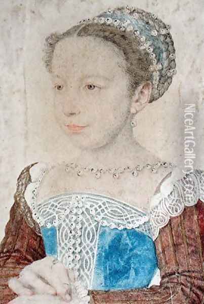 Marguerite de France (1553-1615) known as La Reine Margot, c.1560 Oil Painting - Francois Clouet