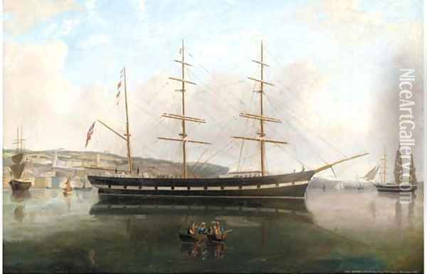 Carl Haasted at Arendel Fort, Cpt. N. Maroni, Queenstown, 1882; and Inca lying at anchor, Queenstown Oil Painting - Irish School