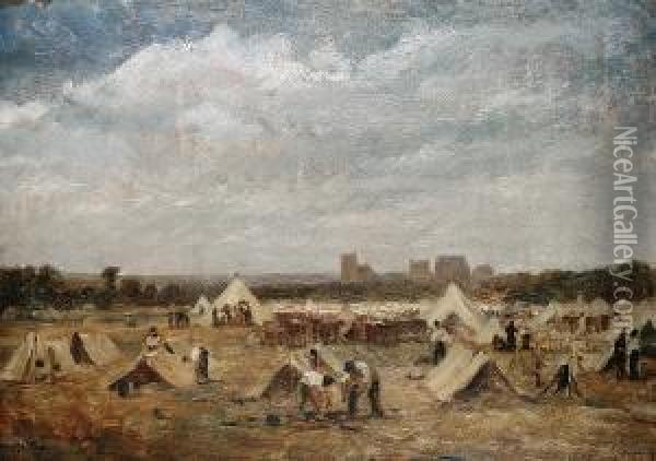 A Military Encampment Oil Painting - Edouard Frere